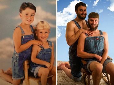 Fotoserie: broers en zussen maken kinderfoto's na (echt, waarom doen mensen dit?)