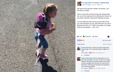 Facebookpost van vader die uitlegt waarom hij zijn dochter aan een riem houdt gaat viraal