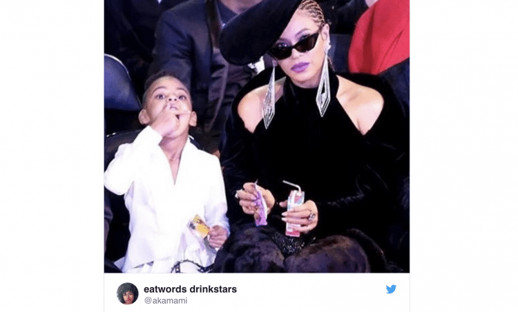 Beyoncé met Wicky en snacks tijdens de Grammy's is elke moeder ooit