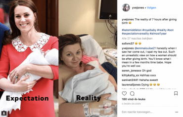 Moeders vergelijken hun eigen postbevallingsfoto's met die van Kate, en het is nogal een verschil