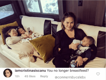 Chrissy Teigen heeft het beste antwoord op de vraag of ze nog borstvoeding geeft