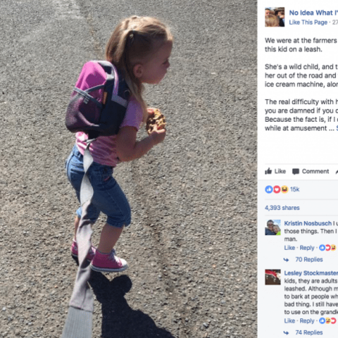 Illustratie bij: Facebookpost van vader die zijn dochter aan een riem houdt gaat viraal