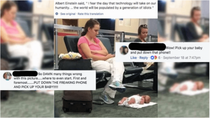 Moeder die viraal ging omdat ze op het vliegveld haar baby op de grond legde vertelt haar kant van het verhaal