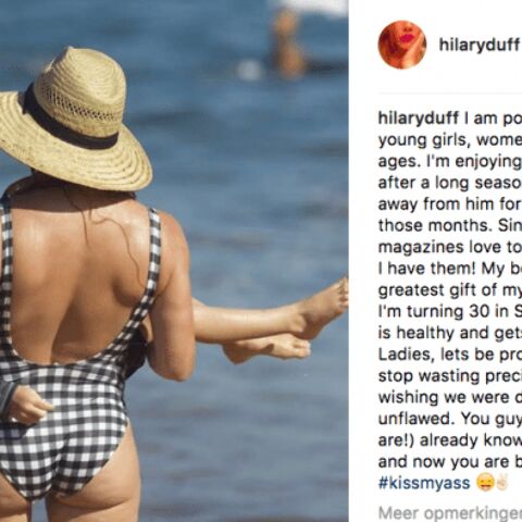 Illustratie bij: #Kissmyass: Hilary Duff plaatst strandfoto van haar moederlijf en zet alle haters op hun plek