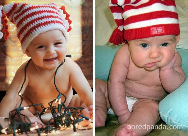 Illustratie bij: Verwachtingen versus realiteit: kerstfoto’s van baby’s (te grappig!)