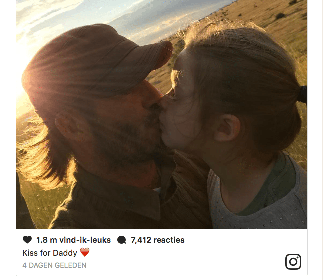Ophef over selfie van David Beckham: "kus je je dochter nou op de mond!?"