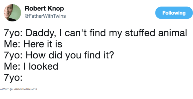 Deze grappige tweets zeggen alles over het vaderschap