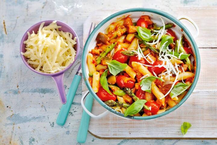 Penne met groene asperges